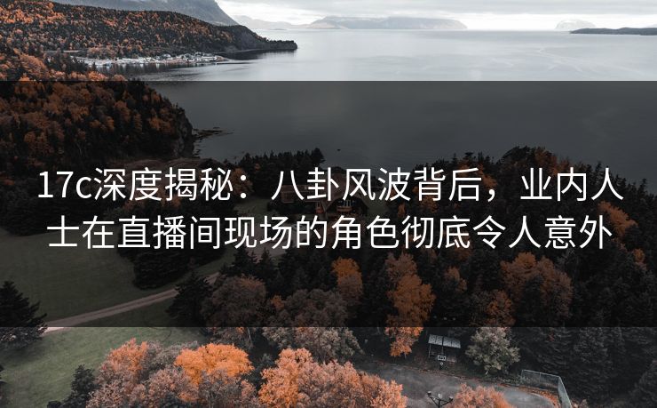 17c深度揭秘：八卦风波背后，业内人士在直播间现场的角色彻底令人意外