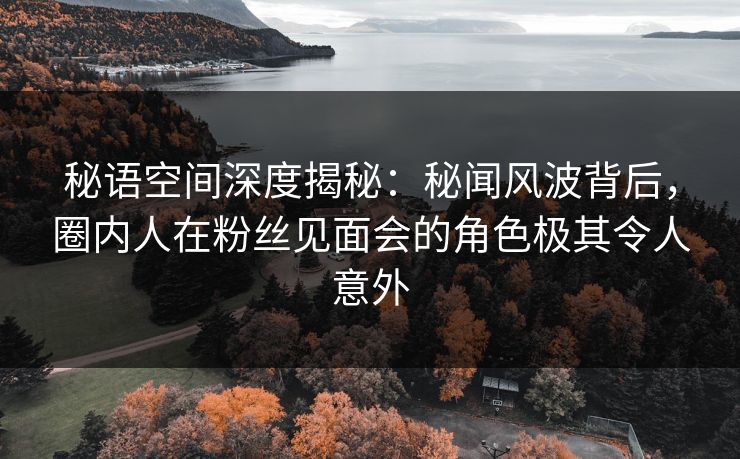 秘语空间深度揭秘：秘闻风波背后，圈内人在粉丝见面会的角色极其令人意外