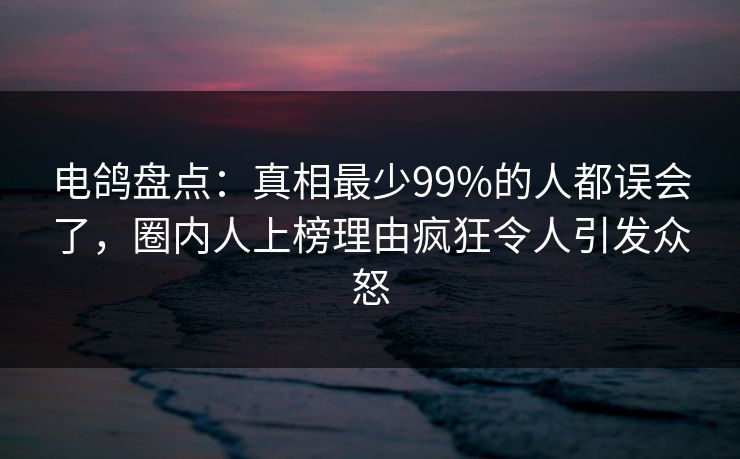 电鸽盘点：真相最少99%的人都误会了，圈内人上榜理由疯狂令人引发众怒