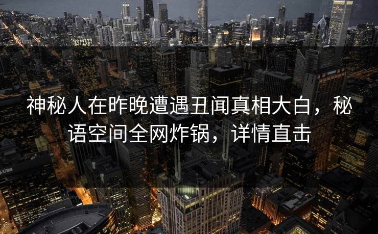 神秘人在昨晚遭遇丑闻真相大白，秘语空间全网炸锅，详情直击