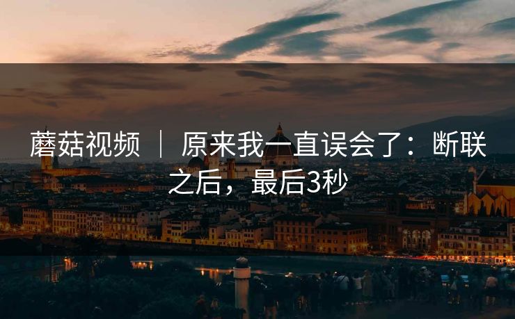 蘑菇视频 | 原来我一直误会了:断联之后,最后3秒